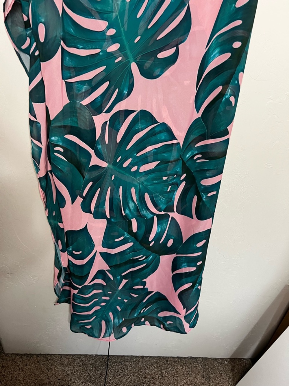 Show‎ Me Your Mumu One Shoulder Tropical Palm Leaf Pink Green Maxi Dress Resort - Picture 4 of 9